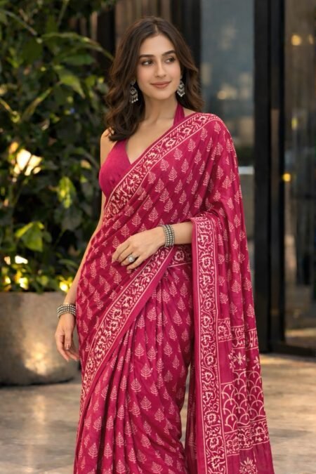Rosewood Cotton Saree