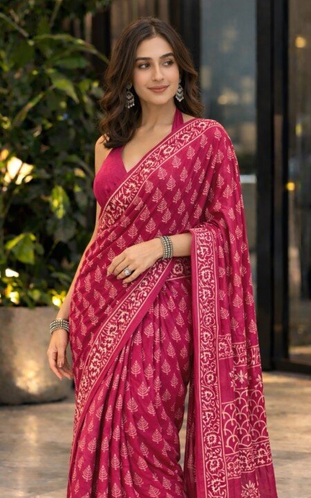 Rosewood Cotton Saree
