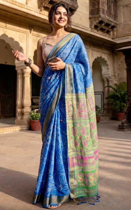 Neelkamal Bandhani Cotton Saree