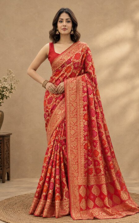 Laal Gulab Gharchola Saree